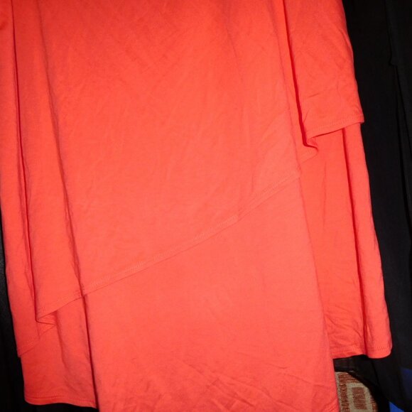2X ALFANI FAUX LAYERED KNIT TANK TOP CREW NECK ASYMETRIC FRONT ORANGE - Picture 2 of 5